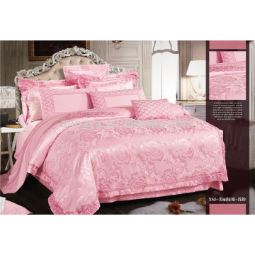 Embroidery Luxury Silk Wedding Bridal Bedding Set King Size with Bed Cover and Pillow Covers